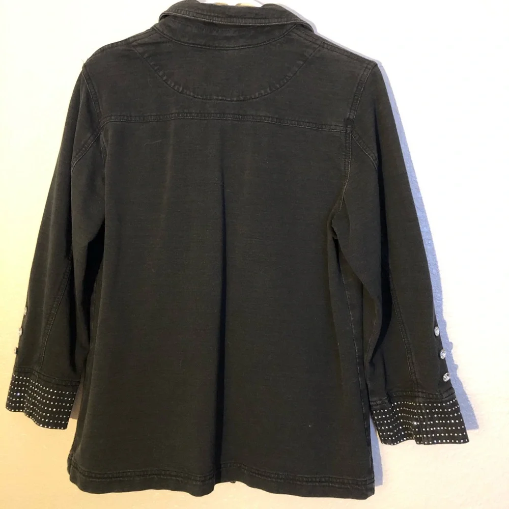 Black Stretch Denim Jacket Coat by Dream Jeannes - Picture 3 of 5